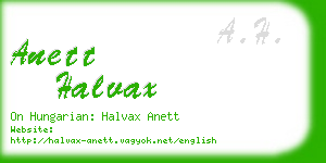 anett halvax business card